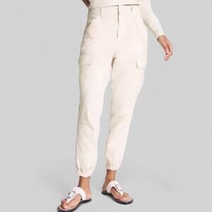 rag & bone field cotton cargo jogger in cream size 25 relaxed fit high waisted